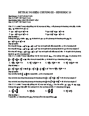 Đề trắc nghiệm chương III  Hình học 10
